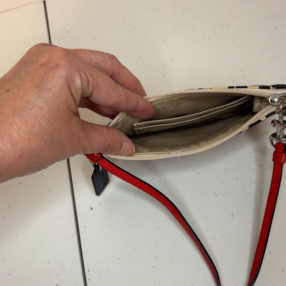 COACH LEGACY OCELOT PRINT NEUTRAL Red Monogram Wallet Designer - Picture 5 of 5